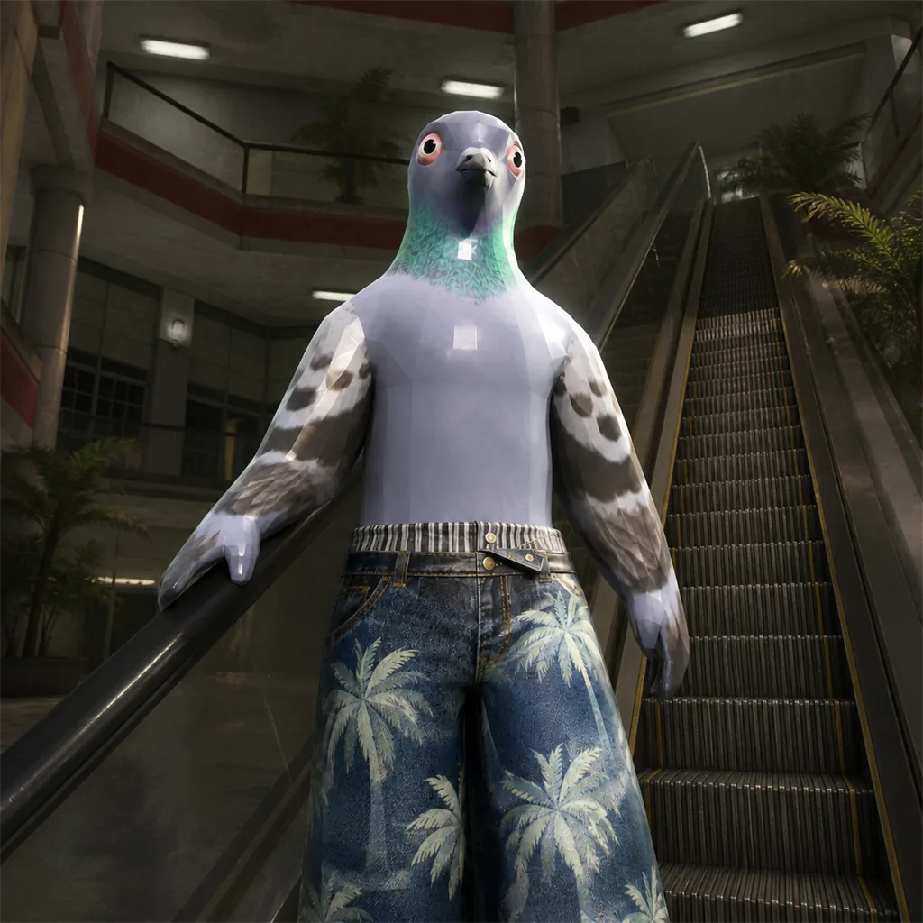 pigin on an escalator