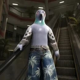 pigin on an escalator